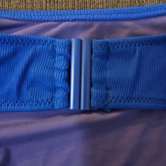 Solid And Striped Blue Crinkle Rib Azure Sarah One Piece Swimsuit Size Medium - Picture 10 of 16